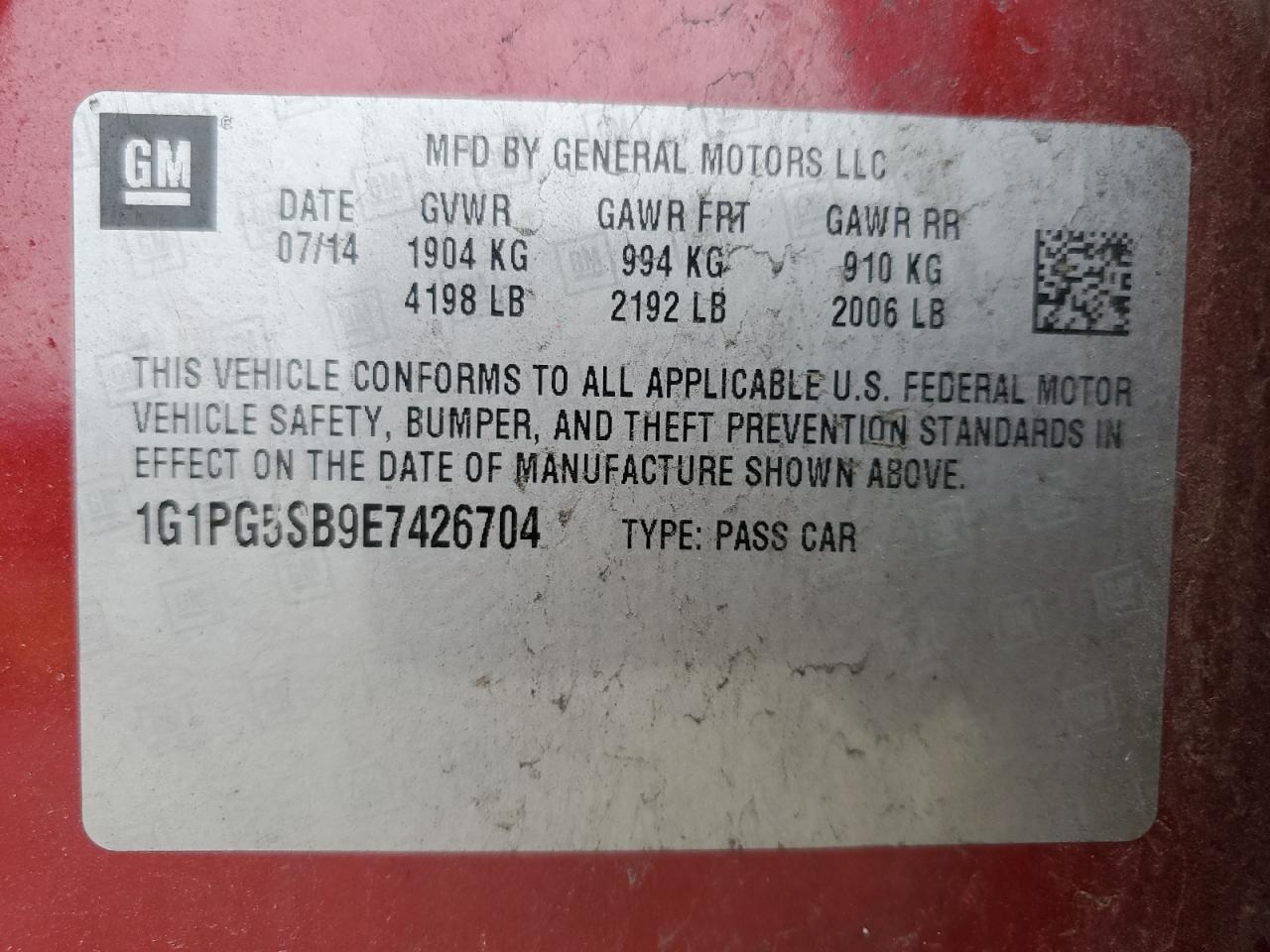 2014 CHEVROLET CRUZE LTZ - 1G1PG5SB9E7426704