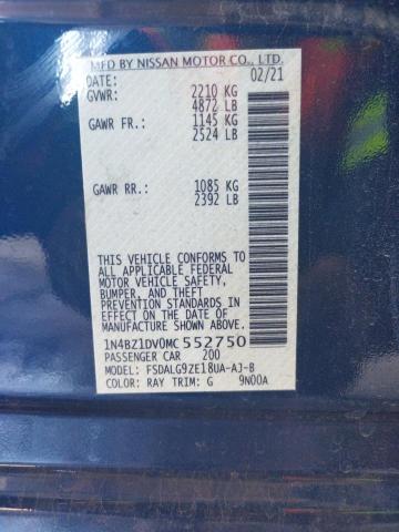 2021 NISSAN LEAF SL PL 1N4BZ1DV0MC552750