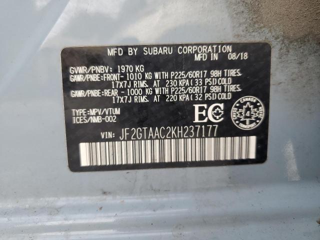 2019 SUBARU CROSSTREK - JF2GTAAC2KH237177