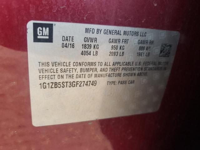 2016 CHEVROLET MALIBU LS 1G1ZB5ST3GF274749