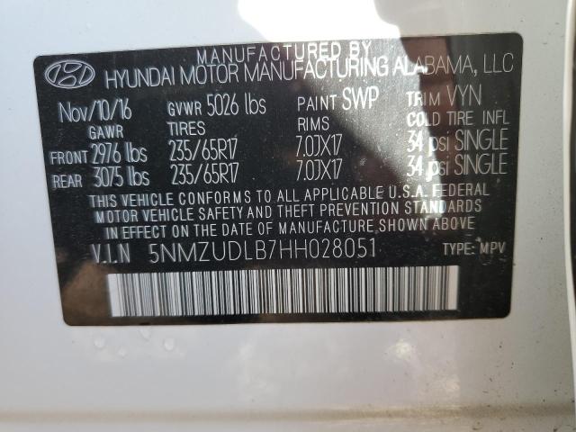 2017 HYUNDAI SANTE FE 5NMZUDLB7HH028051