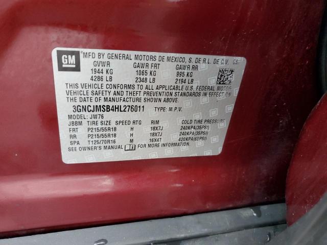 2017 CHEVROLET TRAX PREMI 3GNCJMSB4HL276011