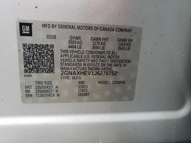 2018 CHEVROLET EQUINOX LS 2GNAXHEV1J6275752