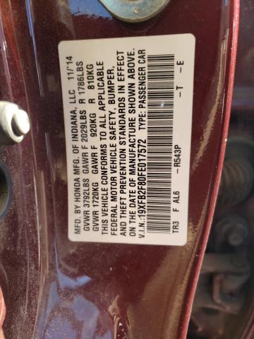 2015 HONDA CIVIC - 19XFB2F80FE017572