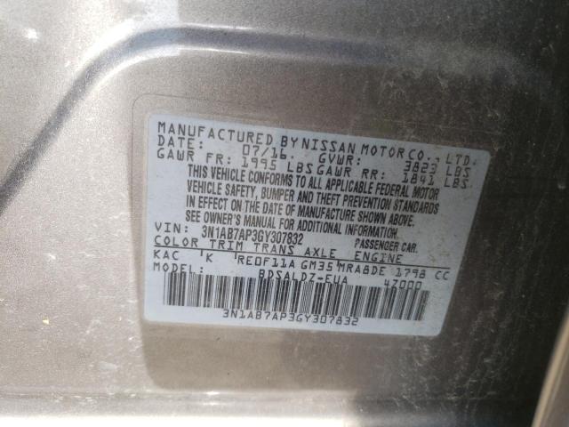 2016 NISSAN SENTRA S 3N1AB7AP3GY307832
