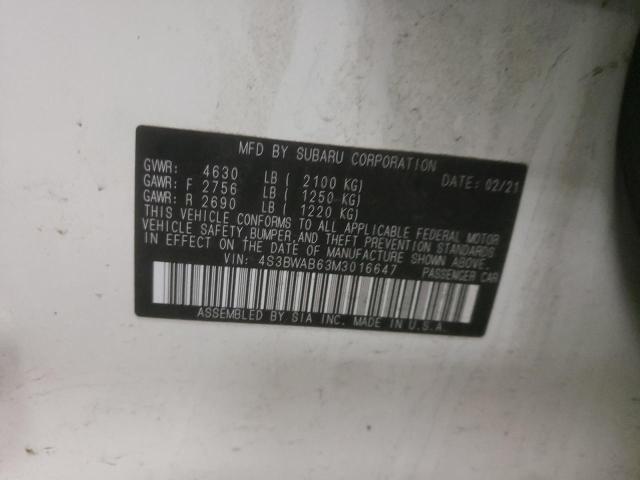2021 SUBARU LEGACY 4S3BWAB63M3016647