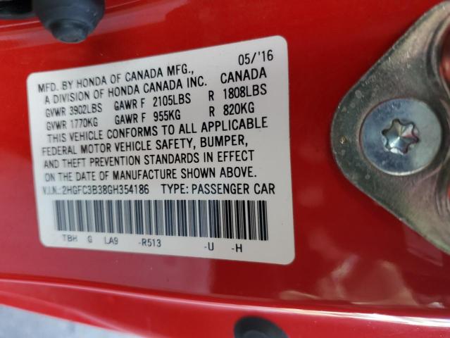 2016 HONDA CIVIC EX 2HGFC3B38GH354186