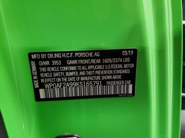 2019 PORSCHE 911 GT3 RS WP0AF2A99KS165791