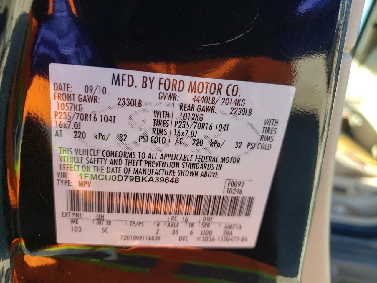 2011 FORD ESCAPE XLT - 1FMCU0D79BKA39648