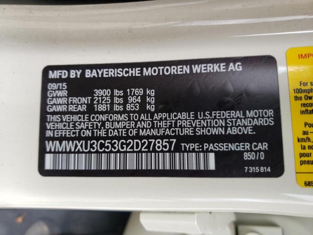 WMWXU3C53G2D27857 Mini Cooper