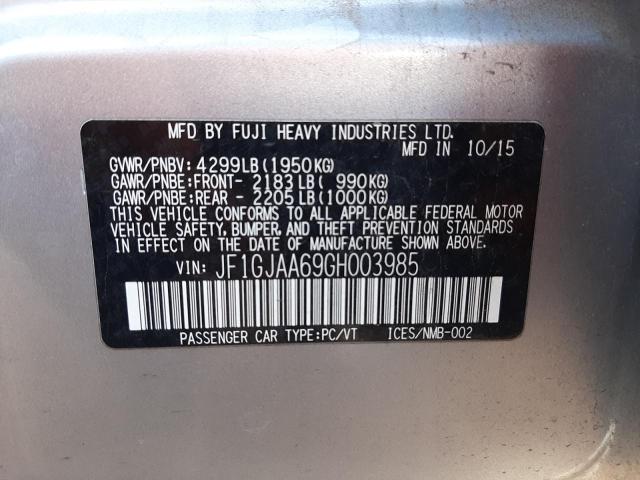 2016 SUBARU IMPREZA - JF1GJAA69GH003985