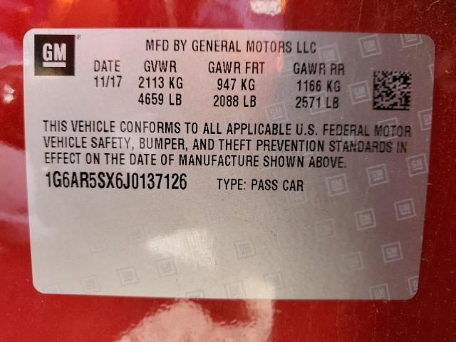 2018 CADILLAC CTS LUXURY - 1G6AR5SX6J0137126
