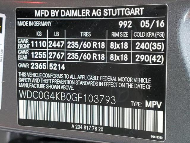 2016 MERCEDES-BENZ GLC 300 4M - WDC0G4KB0GF103793