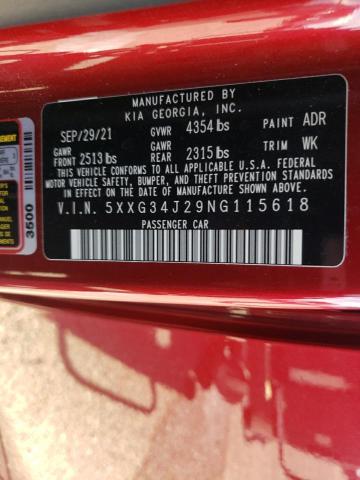 2022 KIA K5 EX - 5XXG34J29NG115618
