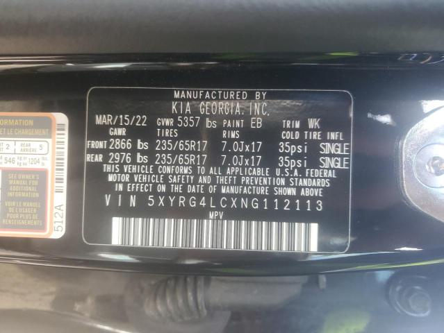 5XYRG4LCXNG112113 KIA SORENTO LX