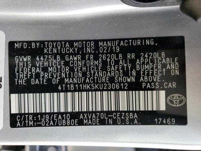 2019 TOYOTA CAMRY L - 4T1B11HK5KU230612