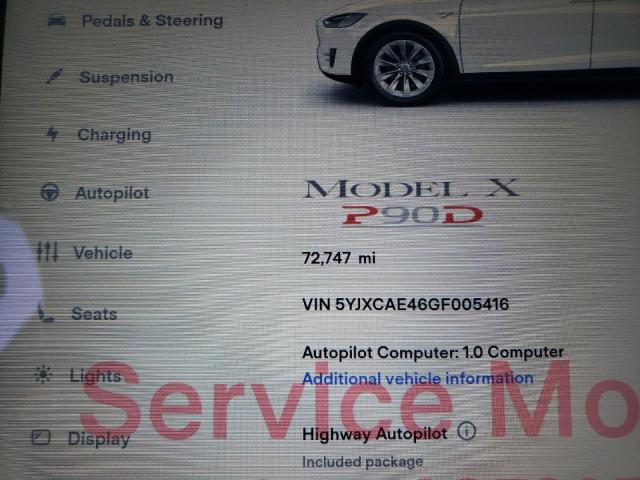 5YJXCAE46GF005416 Tesla MODEL X