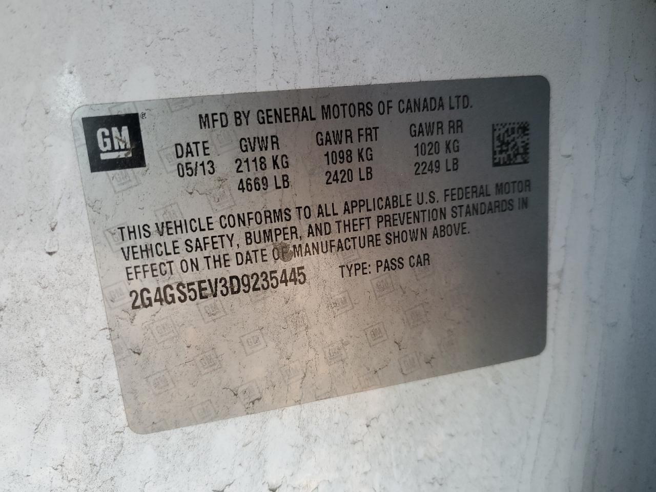 2013 BUICK REGAL PREMIUM - 2G4GS5EV3D9235445