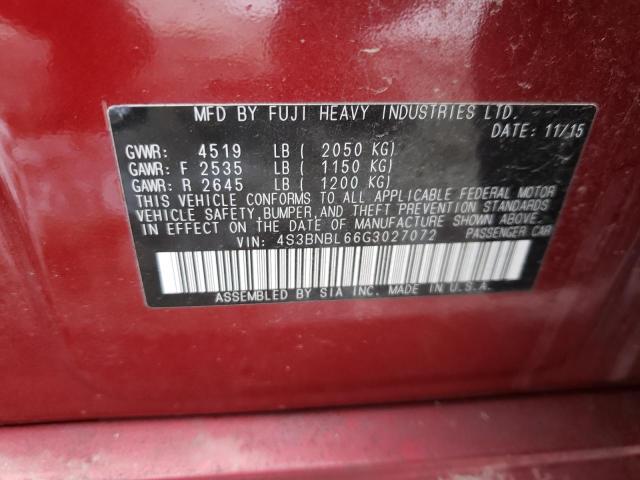 4S3BNBL66G3027072 Subaru Legacy 2.5i Limited