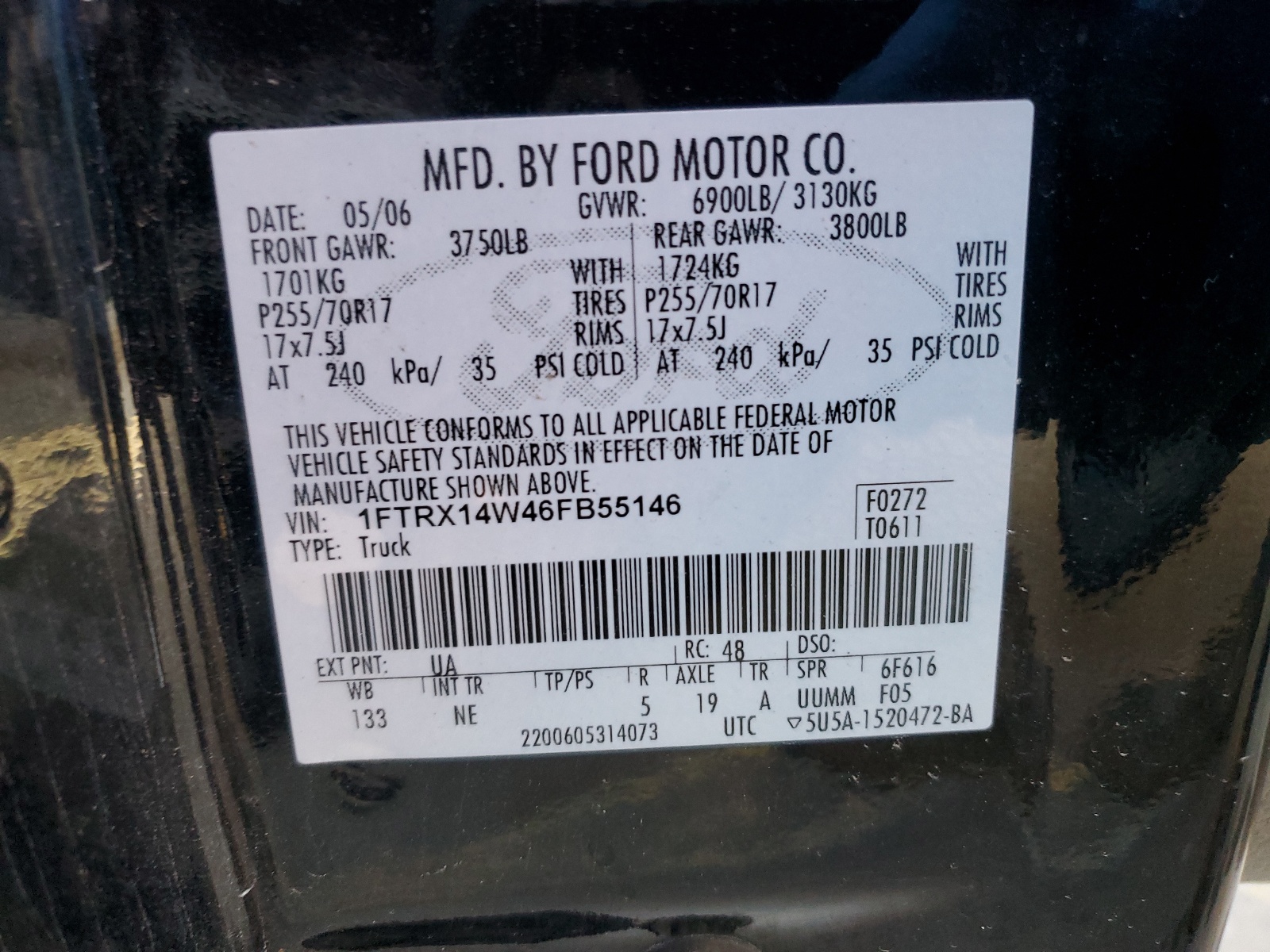 1FTRX14W46FB55146 2006 Ford F150
