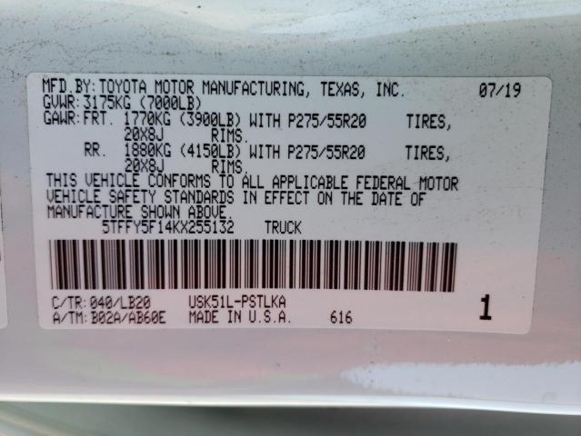 2019 TOYOTA TUNDRA CRE - 5TFFY5F14KX255132