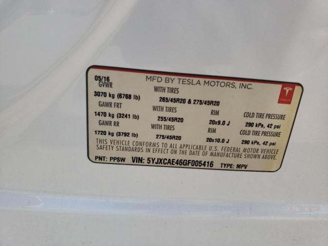 5YJXCAE46GF005416 Tesla MODEL X
