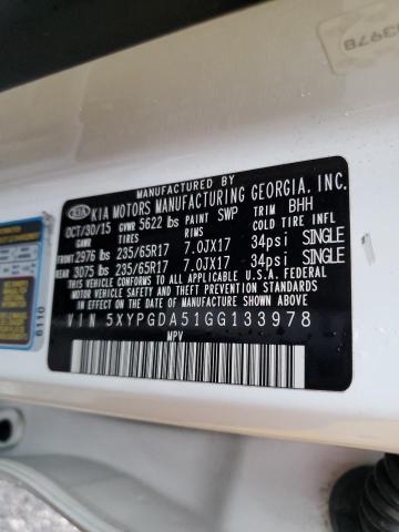 5XYPGDA51GG133978 KIA SORENTO LX