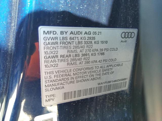 2021 AUDI Q8 PRESTIG WA1FVBF14MD039691