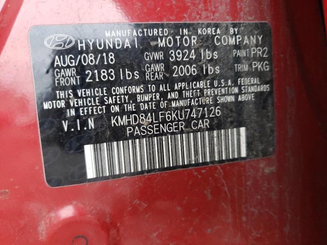 2019 HYUNDAI ELANTRA SE KMHD84LF6KU747126