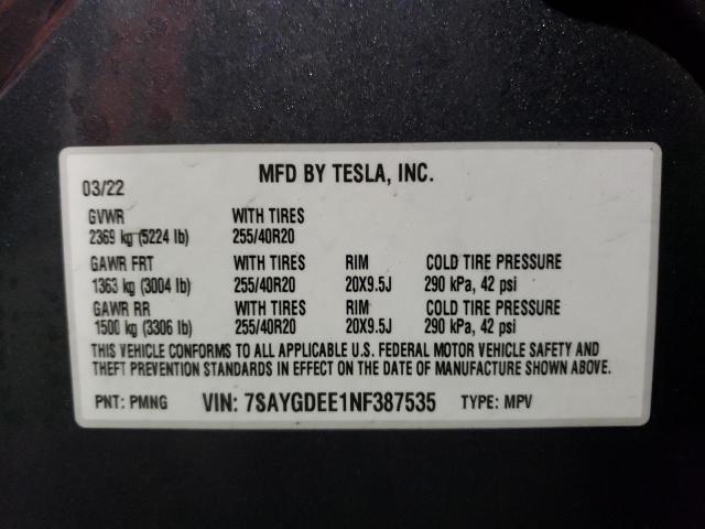 7SAYGDEE1NF387535 Tesla Model Y