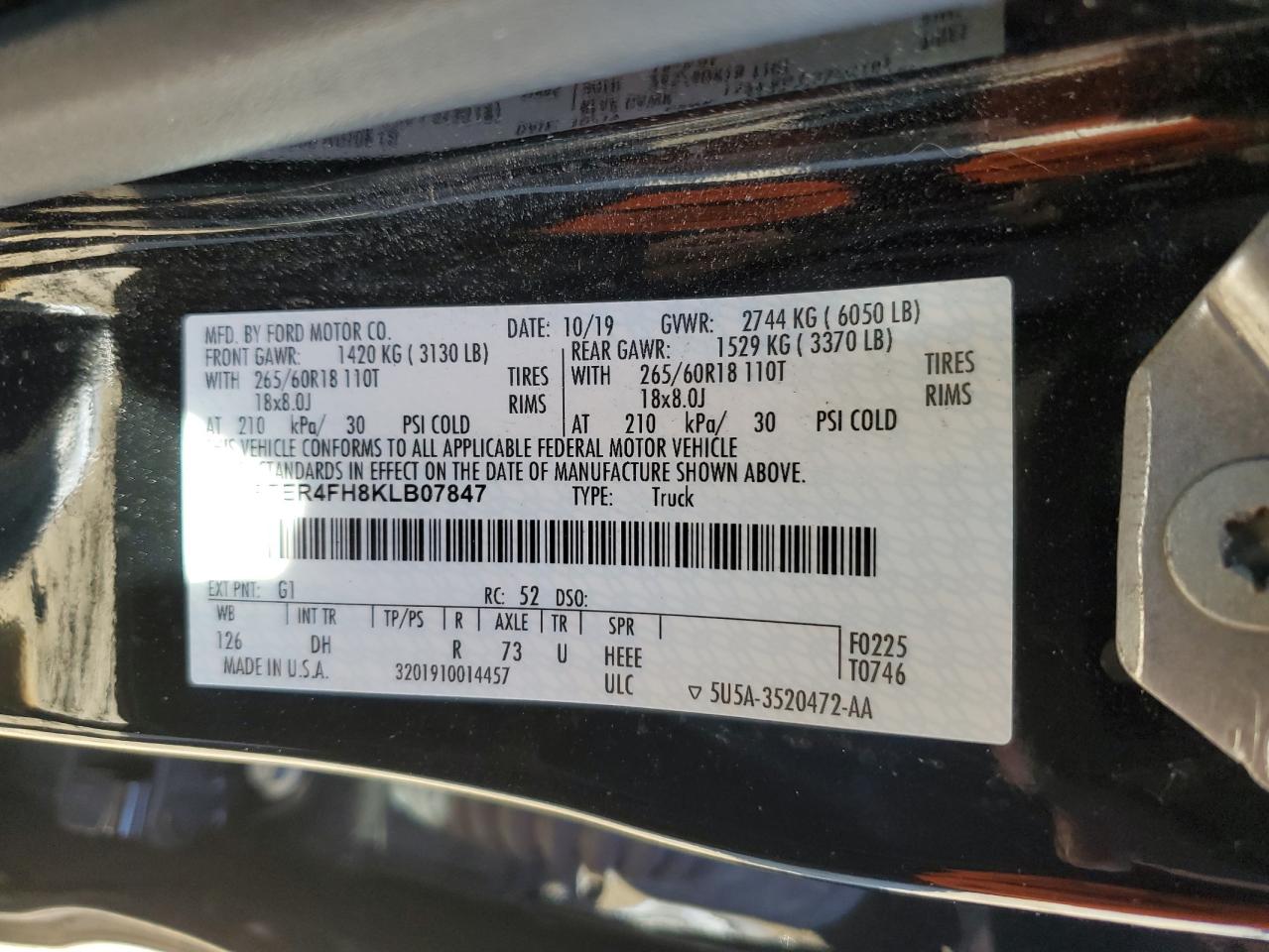 1FTER4FH8KLB07847 FORD RANGER 2019