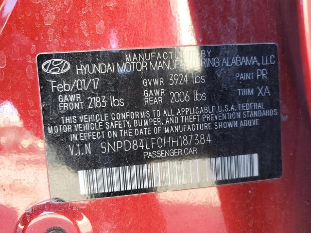 5NPD84LF0HH187384 Hyundai ELANTRA SE