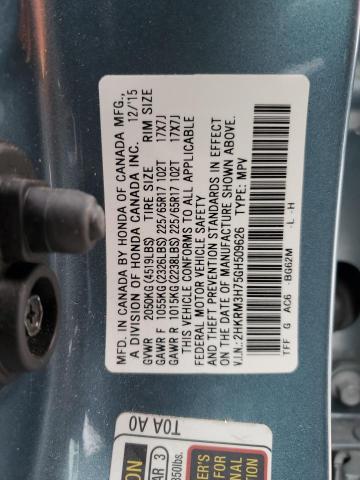 2016 HONDA CR-V EXL - 2HKRM3H75GH509626