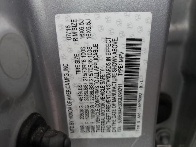 2016 HONDA CR-V LX 5J6RM4H30GL098211