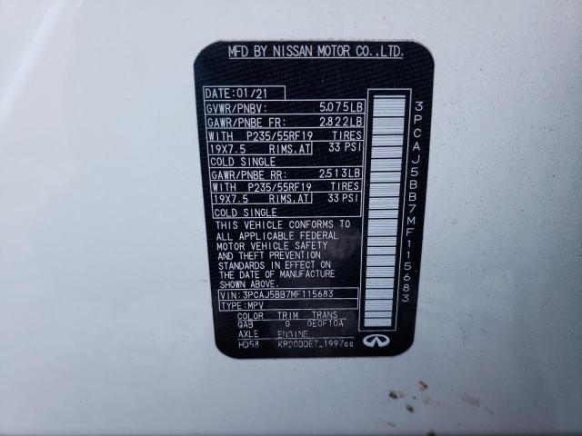 2021 INFINITI QX50 LUXE 3PCAJ5BB7MF115683