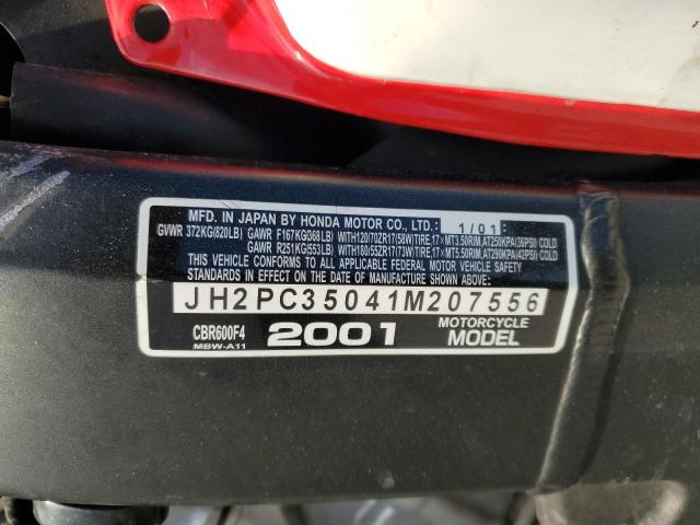 2001 HONDA CBR600F4 JH2PC35041M207556