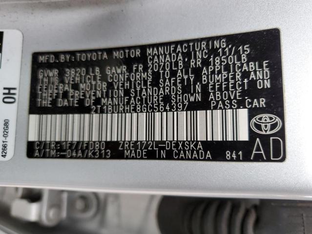 2016 TOYOTA COROLLA L 2T1BURHE8GC564397