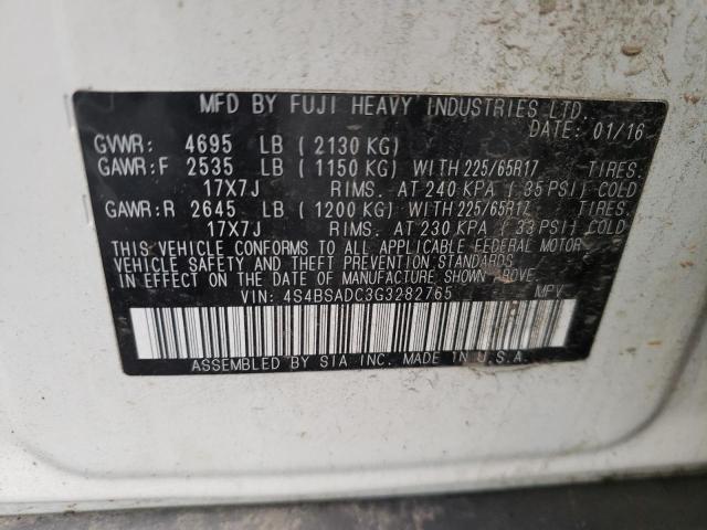 2016 SUBARU OUTBACK 2. 4S4BSADC3G3282765