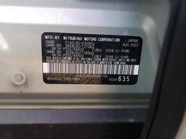 2022 MITSUBISHI OUTLANDER JA4J3UA81NZ091154