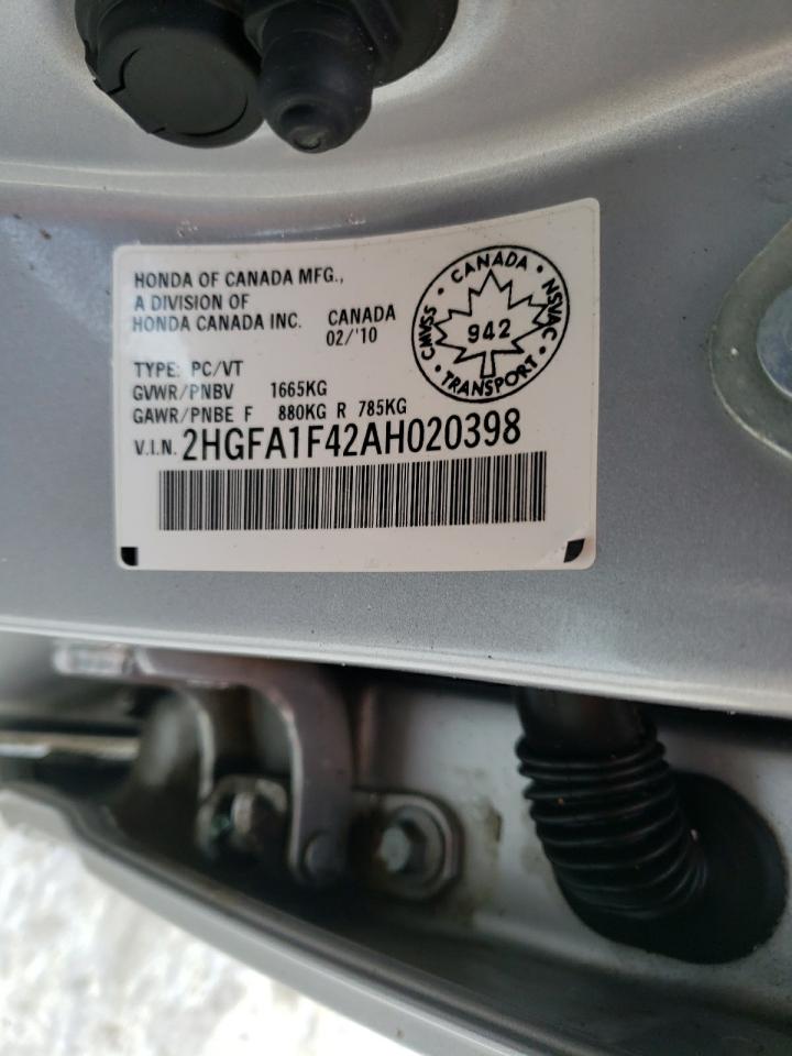 2HGFA1F42AH020398 2010 Honda Civic Dx-G