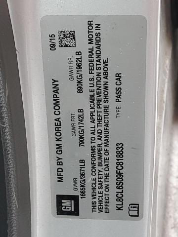 2015 CHEVROLET SPARK EV 2 KL8CL6S09FC818833