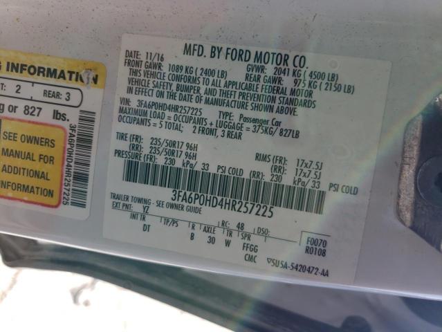 2017 FORD FUSION SE - 3FA6P0HD4HR257225