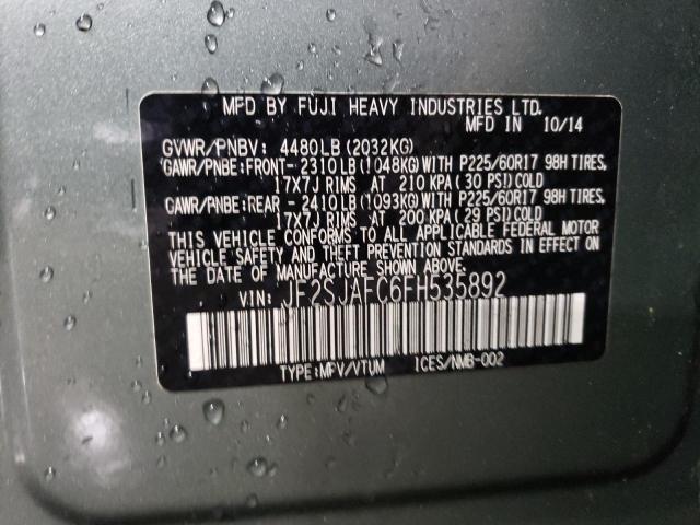 2015 SUBARU FORESTER 2 - JF2SJAFC6FH535892