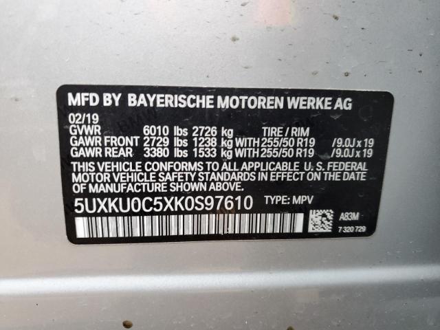 VIN 5UXKU0C5XK0S97610 2019 BMW X6, Sdrive35I no.13