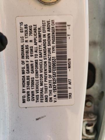 2015 HONDA CIVIC LX 19XFB2F5XFE096531