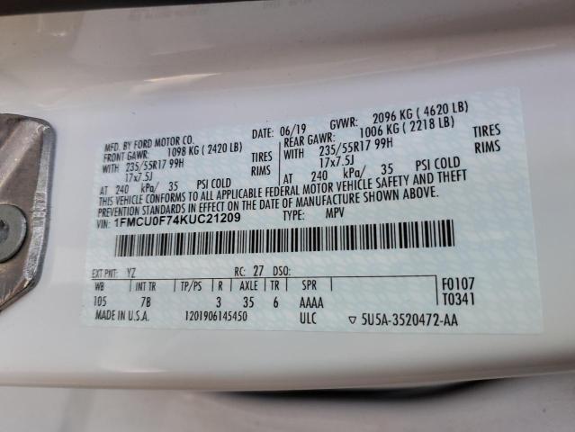 2019 FORD ESCAPE S 1FMCU0F74KUC21209