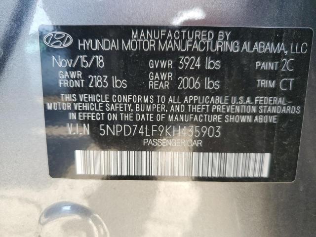 2019 HYUNDAI ELANTRA SE 5NPD74LF9KH435903