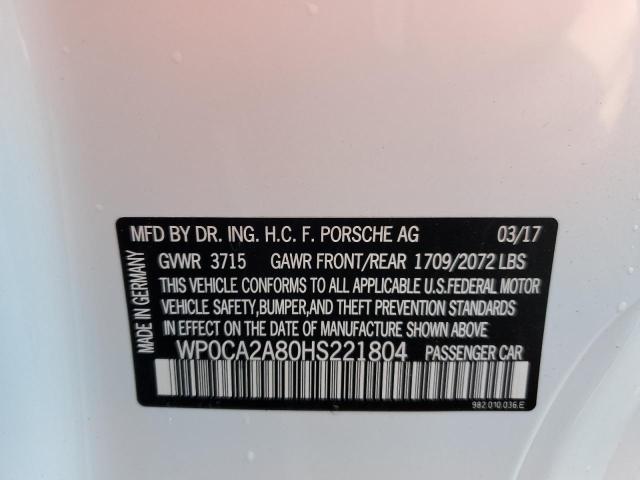 2017 PORSCHE BOXSTER WP0CA2A80HS221804