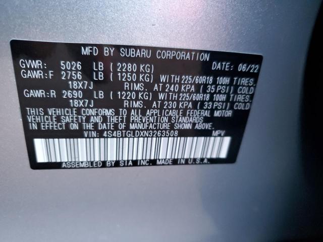 2022 SUBARU OUTBACK ON 4S4BTGLDXN3263508