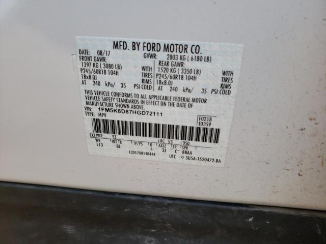 2017 FORD EXPLORER X - 1FM5K8D87HGD72111